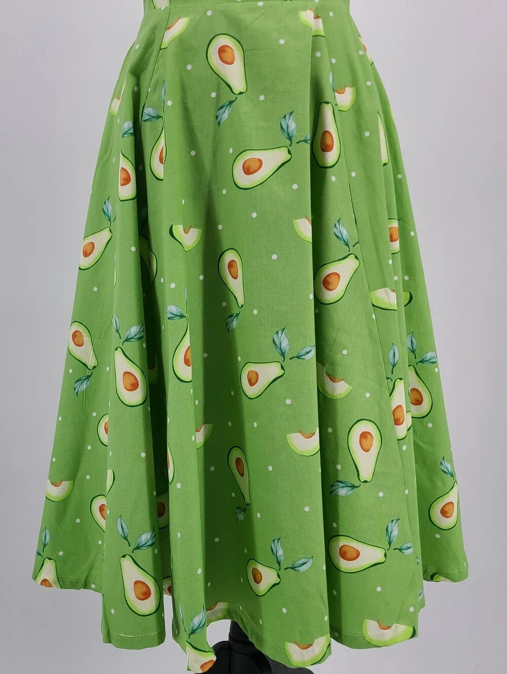Unique Vintage's Magnolia Place Avocado Print Cotton Midi Dress Size XS - Picture 3 of 12